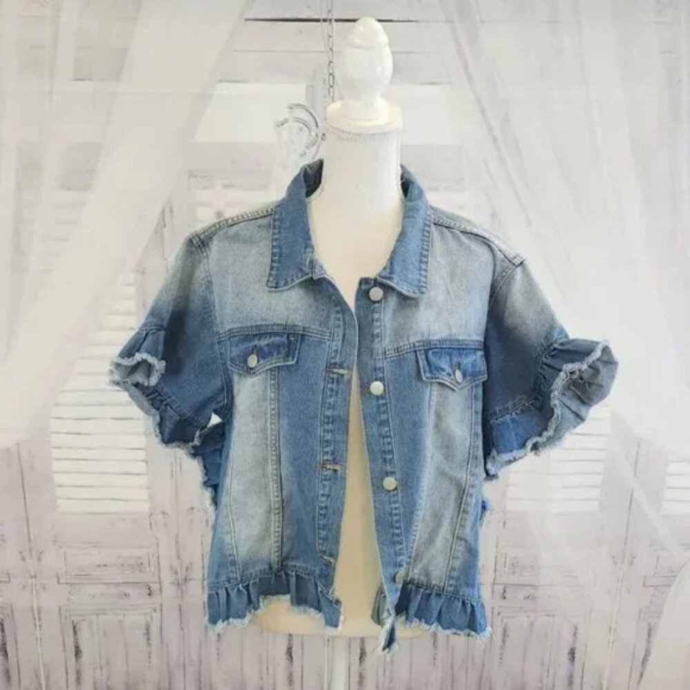 Hayden Ruffled Jean Jacket - Picture 1 of 4